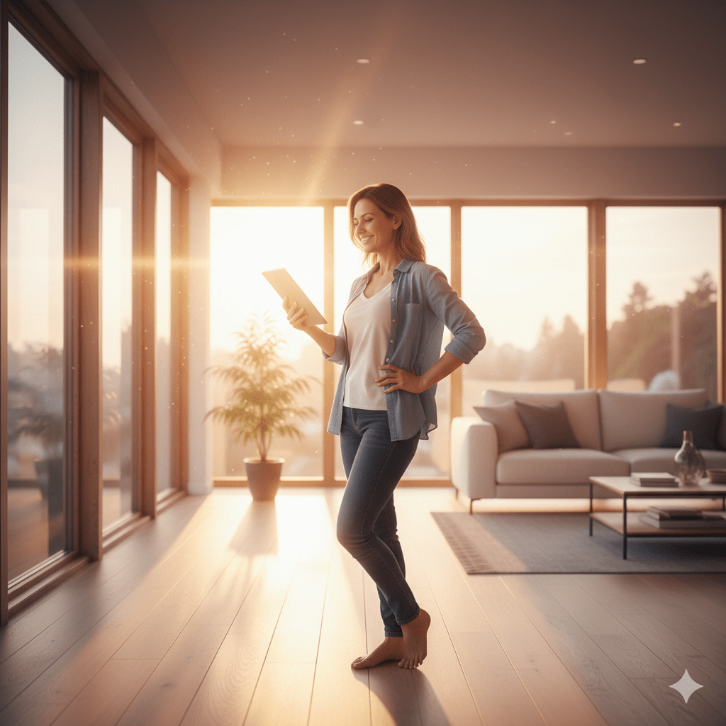 Happy person holding house keys